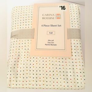 NEW!! Carina Rossini Creamy White Polka Dot 4 Piece Sheet Set